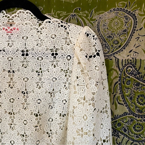 NWOT Kate Spade New York Ivory Daisy Lace Blouse Size 0 - Picture 7 of 16